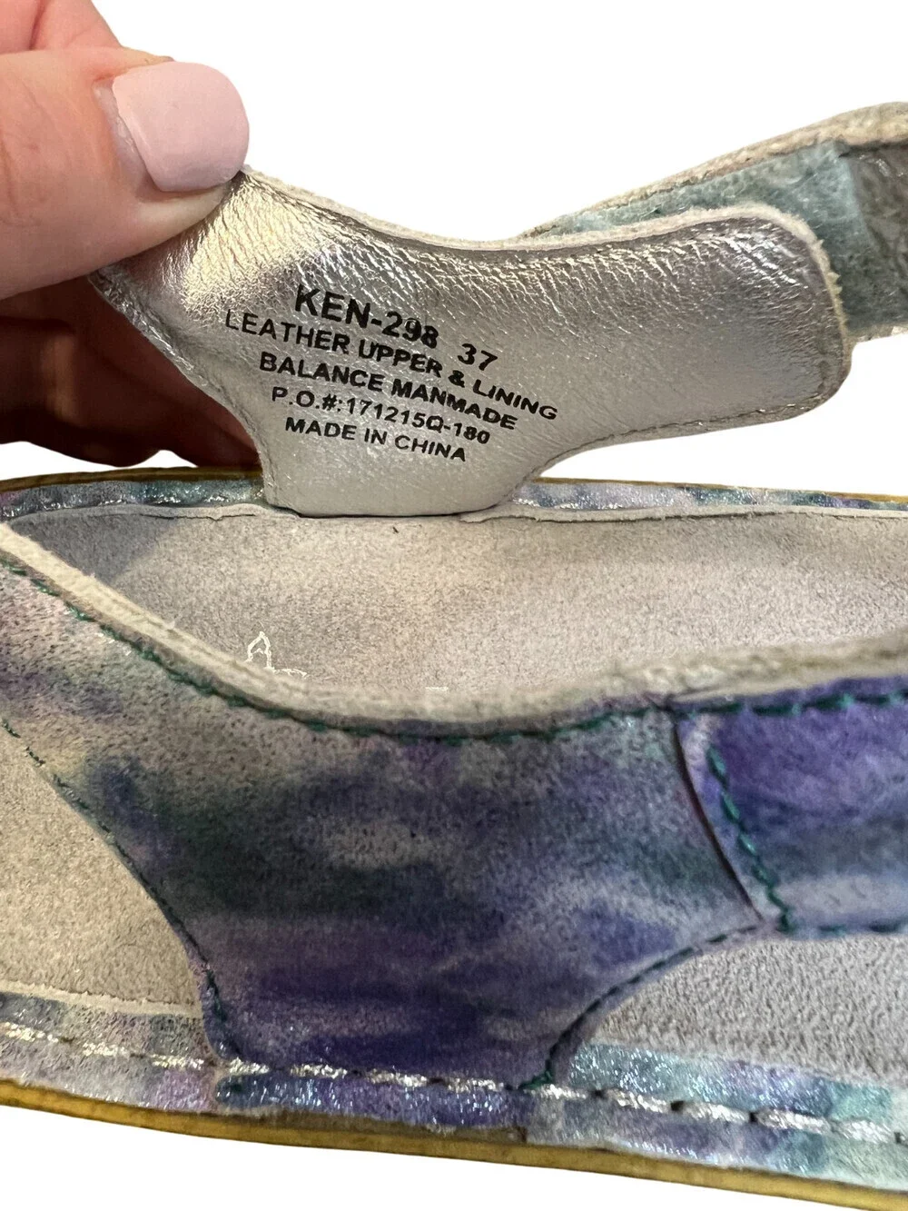 Alegria Ken298 Women’s Comfort Sandals Blue Purple Opalescent EU 37 US 7-7.5